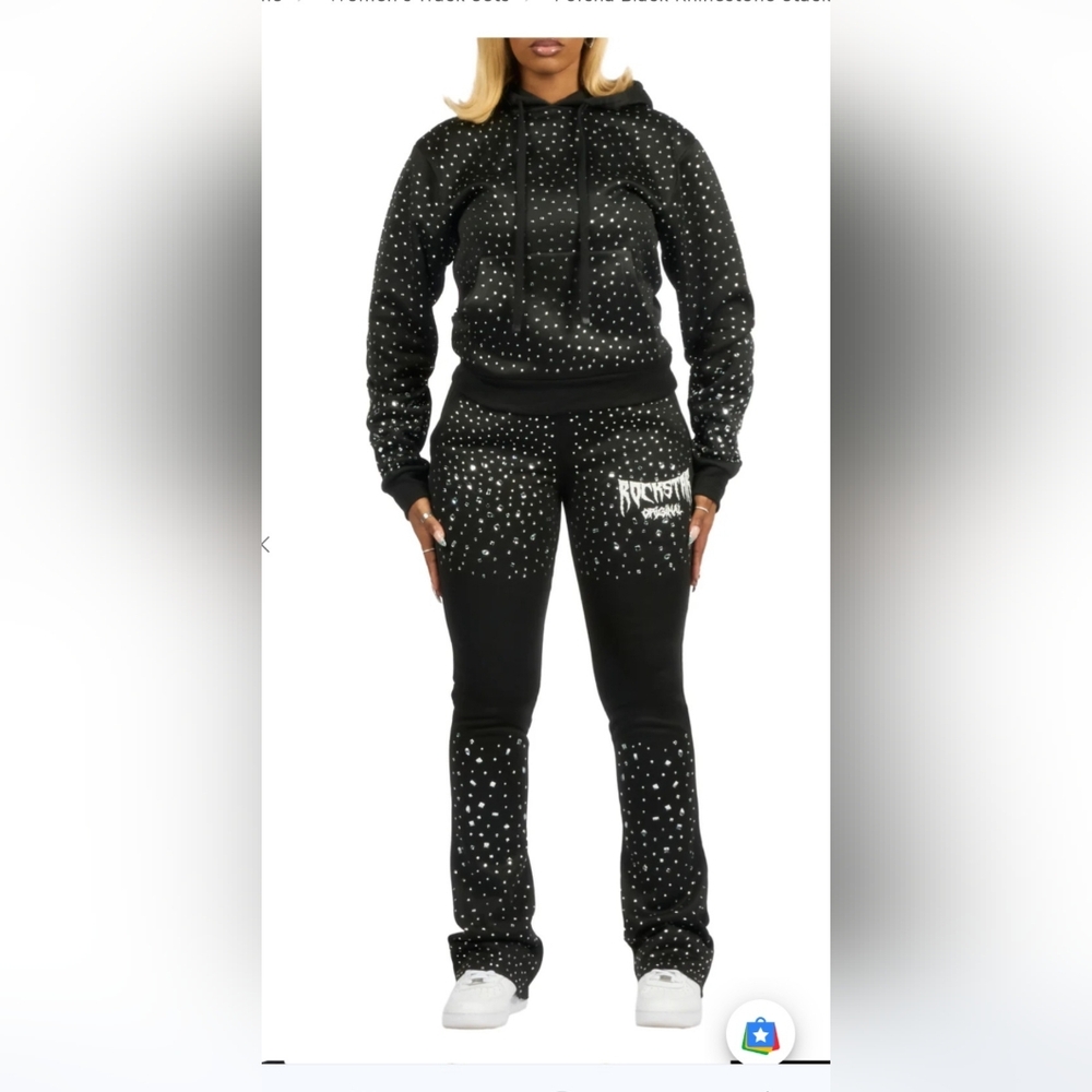 ROCKSTAR ORIGINAL Graphic Black Studded 2pc Sweatsuit